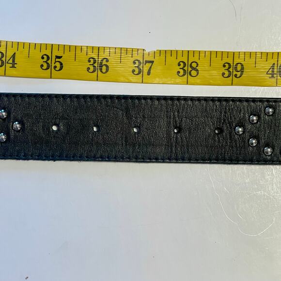 Cache Black Studded Belt Womens Large Sparkly Embellished Buckle Glitter - Picture 7 of 7